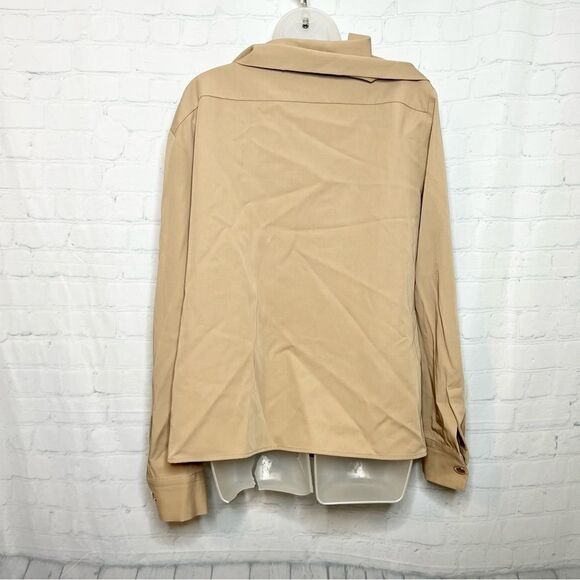 NEW Bottega Veneta tan wool twill draped wrap top size 42 - Picture 8 of 16